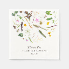 Einfache, elegante Botanische Wilde Blume Hochzeit Serviette