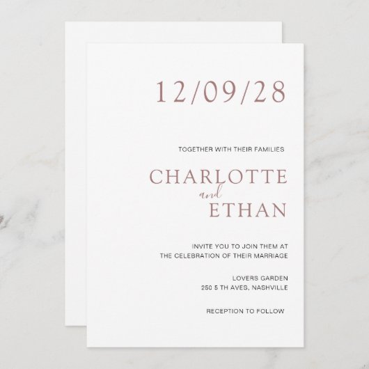 Einfache, elegante, braune Einladung (Vorne/Hinten)