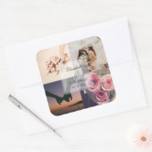 Einfache Elegante Braut & Bräutigam Foto Collage W Quadratischer Aufkleber (Umschlag)