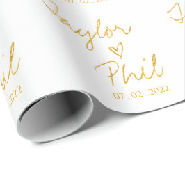 Einfache Elegante Braut & Groom Names Wedding Wrap Geschenkpapier