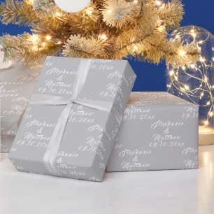 Einfache elegante Braut und Bräutigam Namen Hochze Geschenkpapier