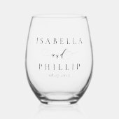 Einfache, elegante Brautbräutigam-Namen, die frisc Weinglas Ohne Stiel (Vorderseite)