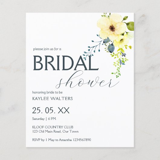 Einfache, elegante Brautdusche (Vorderseite)