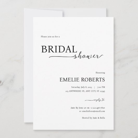 Einfache Elegante Brautdusche Einladung (Vorderseite)