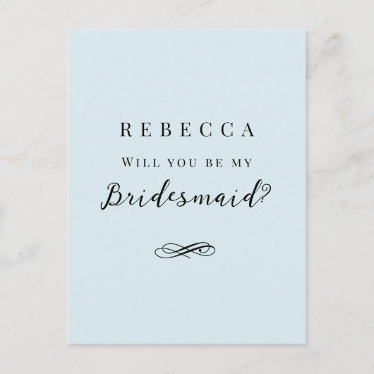 Einfache, elegante Bridesmaid-Vorlage Postkarte (Vorderseite)