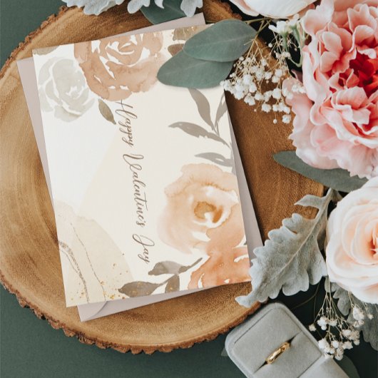 EINFACHE ELEGANTE BROWWATERCOLOR FLORAL VALENTINE KARTE