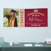 Einfache Elegante Burgundy 1 Foto Abschluss Banner (Messe)