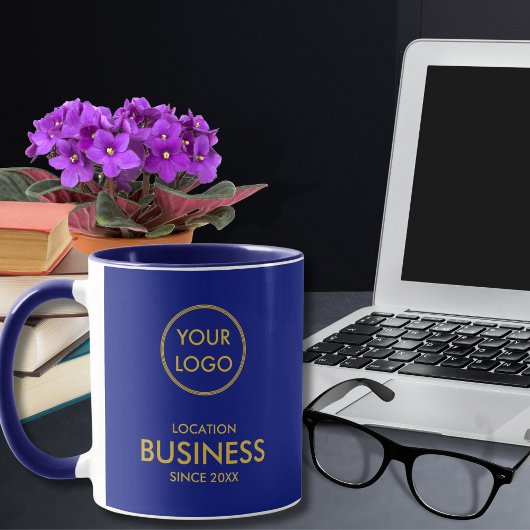 Einfache Elegante Business Logo Royal Blue Gold Tasse
