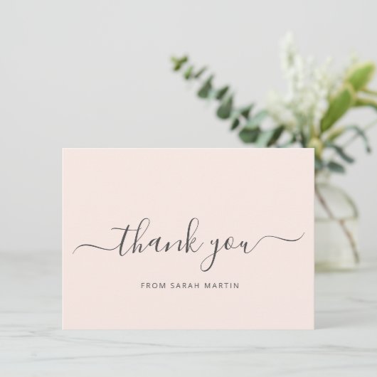 Einfache Elegante Business Rosa Dankeskarte (Stehend Vorderseite)