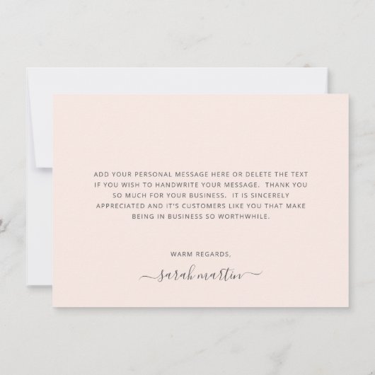 Einfache Elegante Business Rosa Dankeskarte (Rückseite)