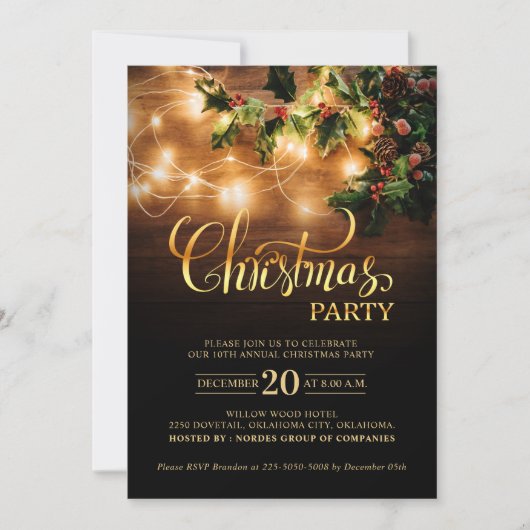 Einfache Elegante Business Weihnachtsfeier Einladung (Vorderseite)