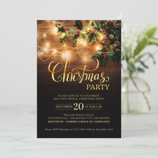 Einfache Elegante Business Weihnachtsfeier Einladung (Stehend Vorderseite)