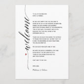 Einfache Elegante Calligraphie Hochzeitkarte Programm (Rückseite)