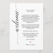 Einfache Elegante Calligraphie Hochzeitkarte Programm (Rückseite)