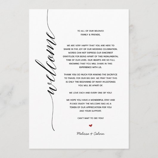 Einfache Elegante Calligraphie Hochzeitkarte Programm (Rückseite)