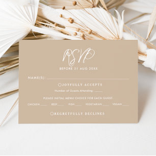 Einfache elegante Calligraphy Taupe Wedding RSVP C Einladung