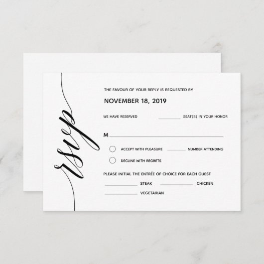 Einfache elegante Calligraphy UAWG Response-Karte Begleitkarte (Vorne/Hinten)