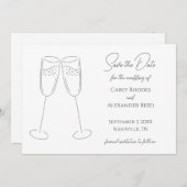 Einfache Elegante Champagner Save the Date Einladu (Vorne/Hinten)