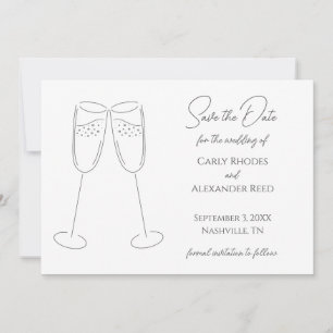 Einfache Elegante Champagner Save the Date Einladu