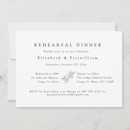 Einfache Elegante Cherry Blossom Probe Abendessen  Einladung (Vorderseite)