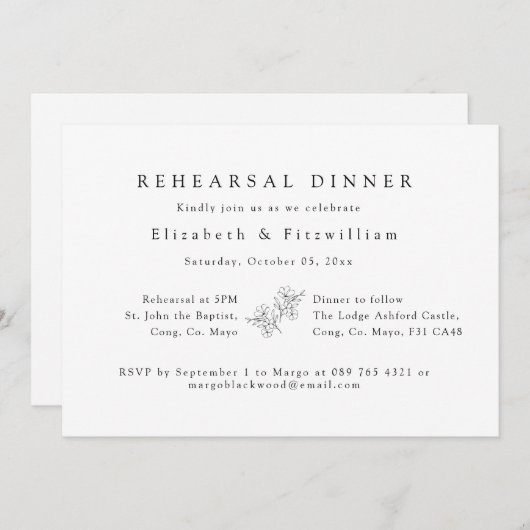 Einfache Elegante Cherry Blossom Probe Abendessen  Einladung (Vorne/Hinten)