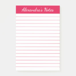 Einfache Elegante Cherry Red Lined Personalisiert Post-it Klebezettel
