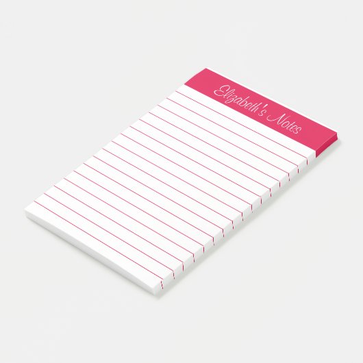 Einfache Elegante Cherry Red Lined Personalisiert Post-it Klebezettel (angewinkelt)