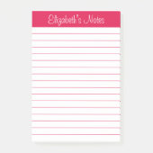 Einfache Elegante Cherry Red Lined Personalisiert Post-it Klebezettel (Vorderseite)