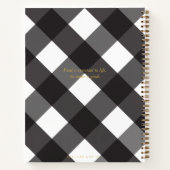 Einfache Elegante Chic Black Gingham Gold Rezept Notizblock (Rückseite)