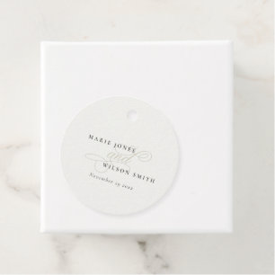 Einfache Elegante Chic Script Black & White Weddin Geschenkanhänger