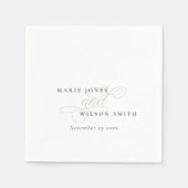 Einfache Elegante Chic Script Black & White Weddin Serviette (Vorderseite)