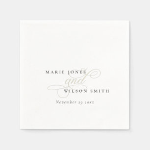 Einfache Elegante Chic Script Black & White Weddin Serviette