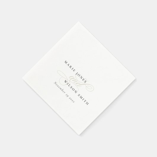 Einfache Elegante Chic Script Black & White Weddin Serviette (Ecke)