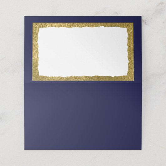 Einfache Elegante Classic Gold Blue Party Veransta Platzkarte (Außenseite Aufgefaltet)