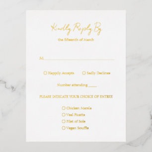 Einfache Elegante Classic Gold Foil Wedding RSVP C Folie Einladungspostkarte
