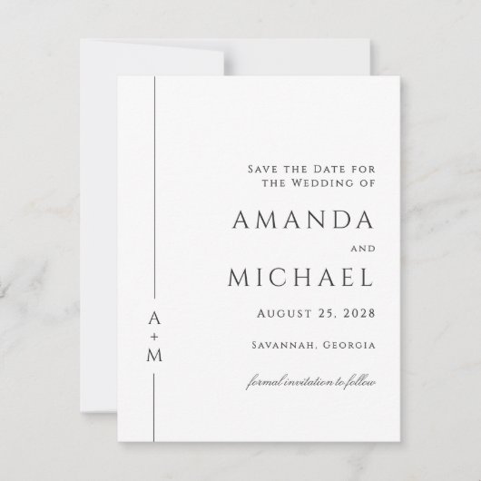 Einfache Elegante Classic Monogram Save the Date (Vorderseite)