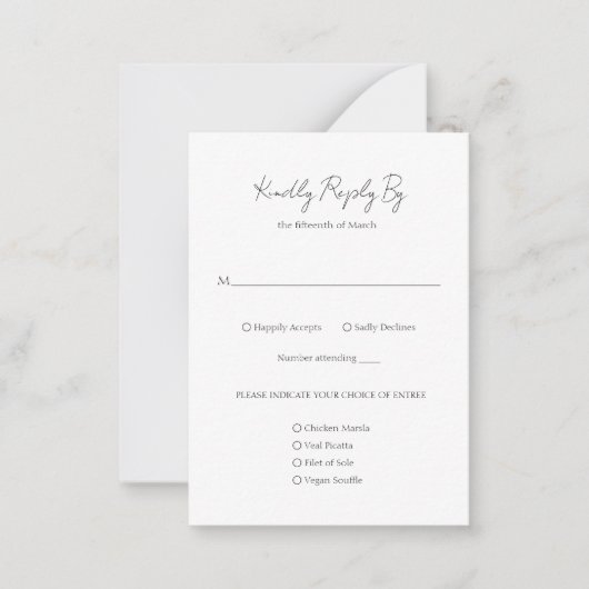 Einfache Elegante Classic Wedding Mini RSVP Karte (Vorderseite)