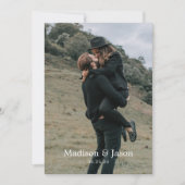 Einfache Elegante Classy Dusty Blue Foto Wedding Einladung (Vorderseite)