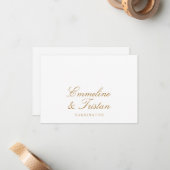 Einfache Elegante Couple Names Gold Script Monogra Mitteilungskarte (Vorderseite/Rückseite Beispiel)