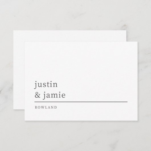 Einfache elegante Couple Names Monogram Mitteilungskarte (Vorne/Hinten)