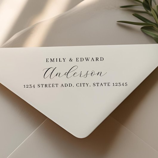 Einfache, elegante Couple Names Wedding Rücksendea Permastempel