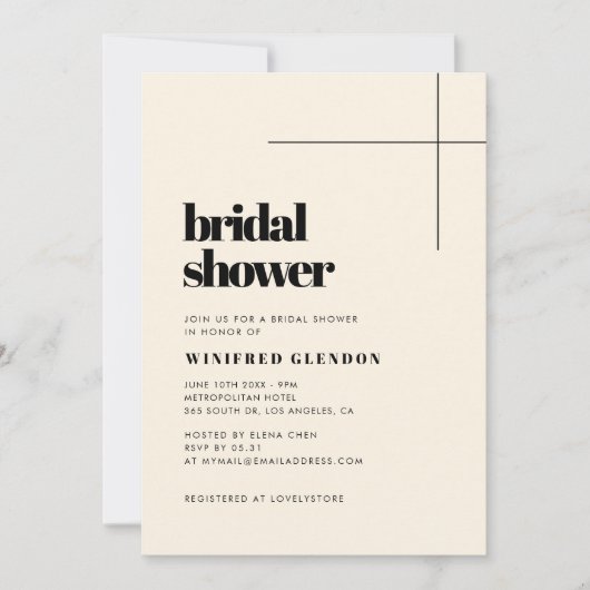 Einfache, elegante Cream-Braut-Dusche (Vorderseite)