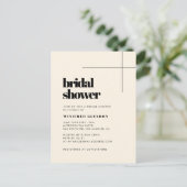 Einfache, elegante Cream Bridal-Dusche Postkarte (Stehend Vorderseite)