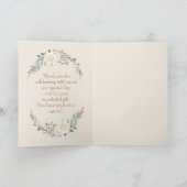 Einfache, elegante Cream Gold Floral Frame Wedding Dankeskarte (Innenseite)