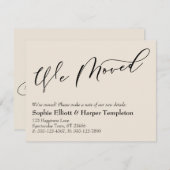 Einfache elegante Creme Wir haben eine neue Adress Mitteilungskarte (Vorne/Hinten)