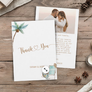 Einfache Elegante Custom Foto Beach Hochzeit Dankeskarte