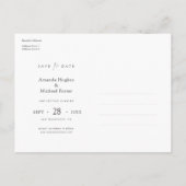 Einfache Elegante Custom Save the Date Wedding Ankündigungspostkarte (Rückseite)