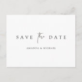 Einfache Elegante Custom Save the Date Wedding Ankündigungspostkarte (Vorderseite)