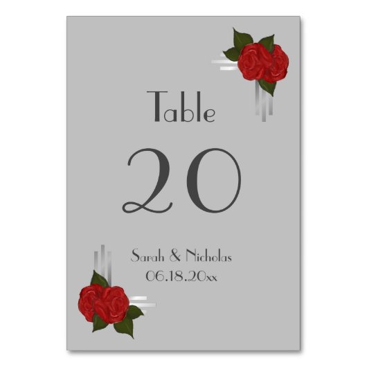 Einfache elegante Deko-Rose Hochzeitskarte Tischnummer (Rückseite)