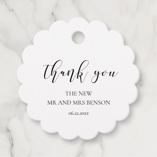 Einfache, elegante Designhochzeit Geschenkanhänger (Vorderseite)